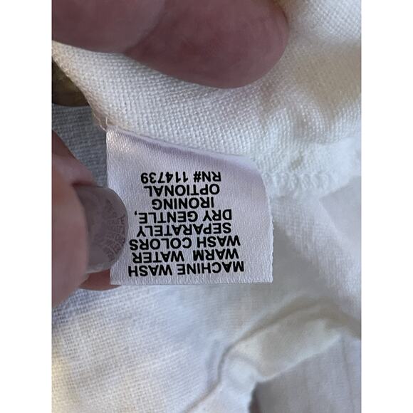 FLAX Linen Shirt Jacket Women's Sz P White Pearl Buttons Collar Pockets - Picture 7 of 11